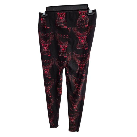 Christmas Reindeer Print Womens Leggings Soft Stretchy Lounge Pants Festive Holi - Picture 3 of 3